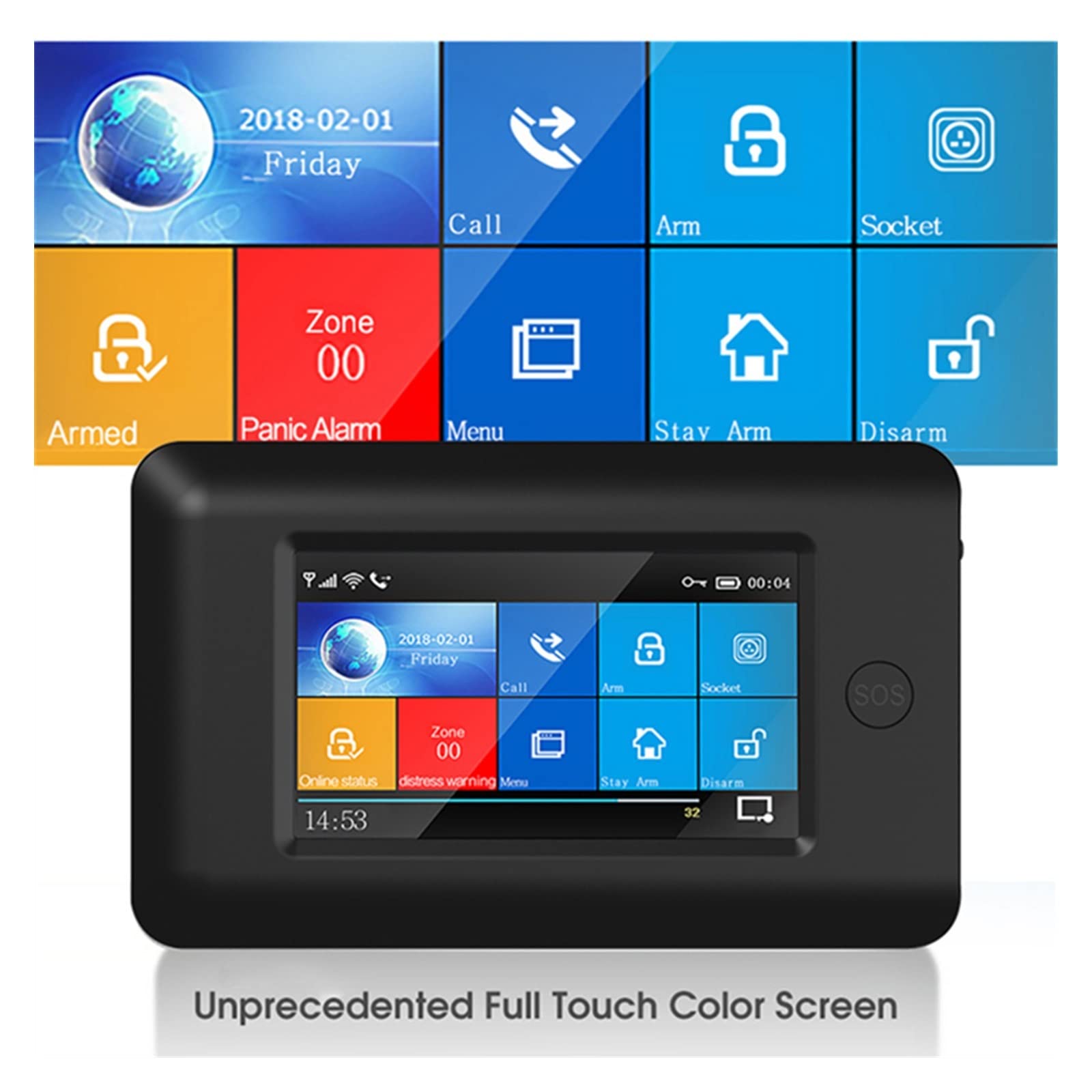 Sistema de Alarma, 433MHz Pantalla táctil inalámbrica gsm Tarjeta RFID de Alarma antirrobo Seguridad for el hogar Inteligente DIY Tuya