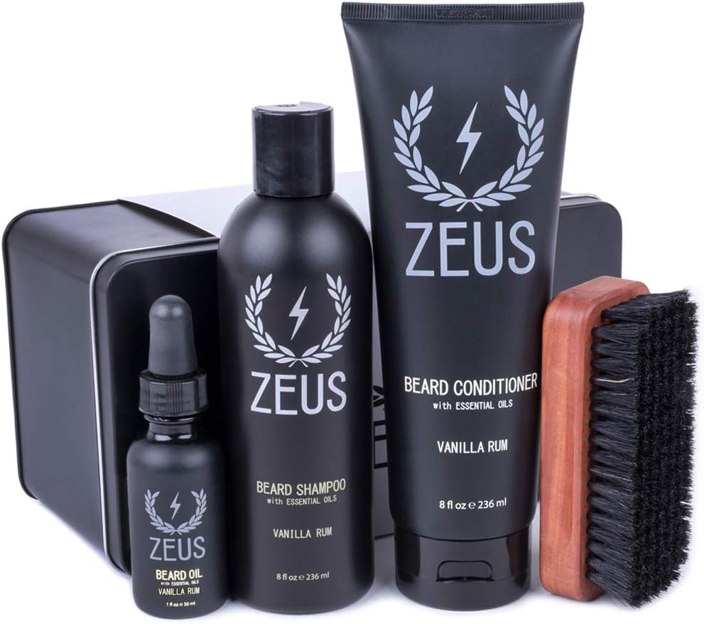 ZEUS Deluxe Beard Grooming Kit for Men Beard Care Gift Set to Soften