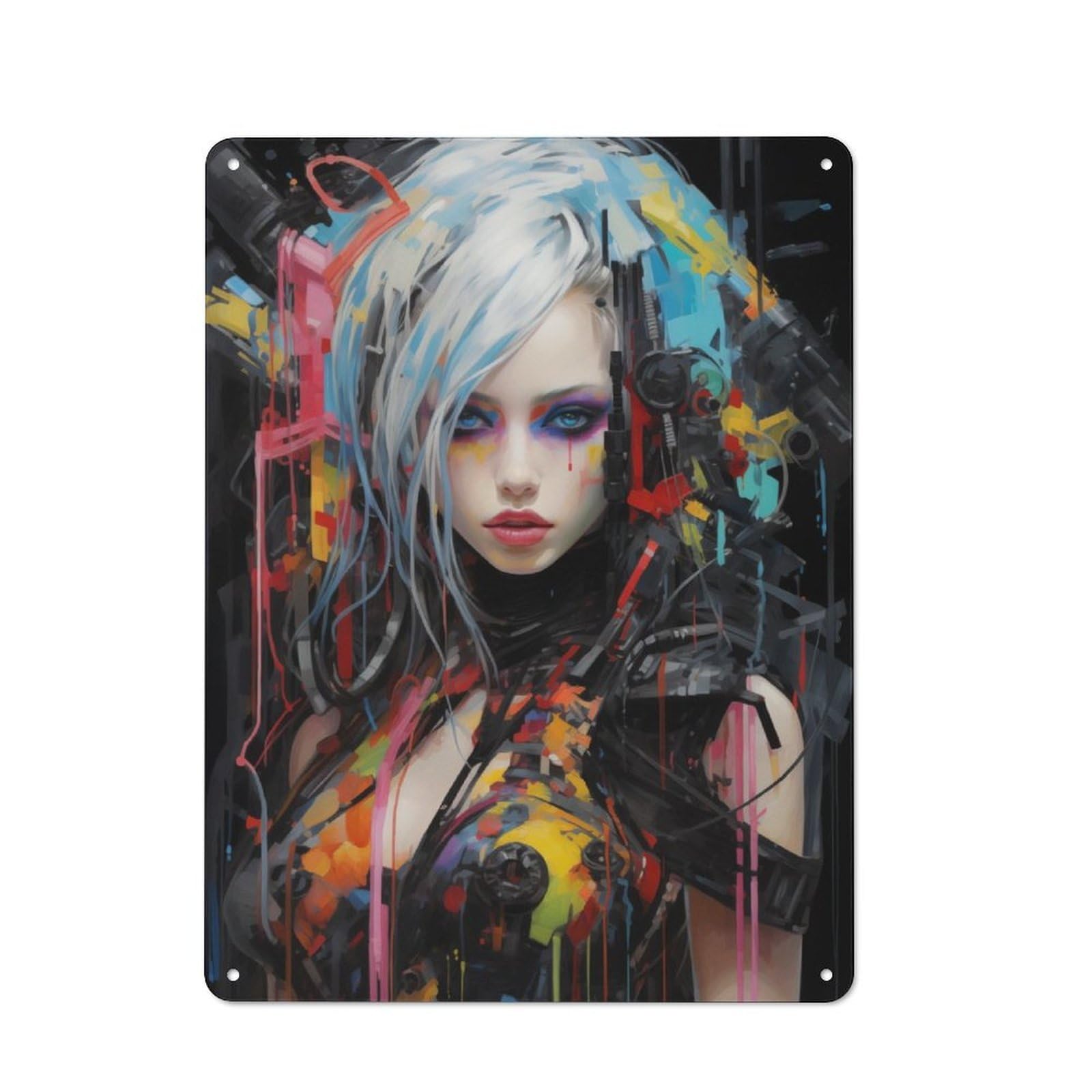 Junmoney Girls Punk No9 Metal Wall Sign 40X30cm Featuring For Home Bar Wall, For Themed Interiors In Home Bars And Entertaining Spaces