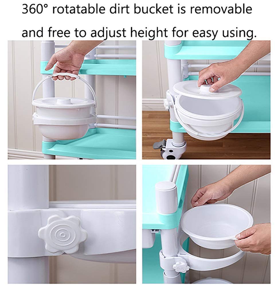 Ruchome Wózki Stojak Do Przechowywania Wózek Do Serwowania Wózek Medyczny 3-Poziomowy Wózek Na Sprzęt Medyczny Na Kółkach, Heavy Duty Abs Salon Kosmetyczny Wózek Użytkowy Z Szufladami Wiadro Na