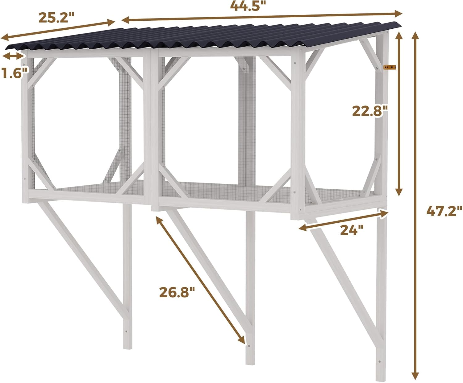 Cat Window Box, 43.3" Catio Outdoor Cat Enclosure for Sunbathing, Napping & Viewing, Window Perch- All Weather Use, White