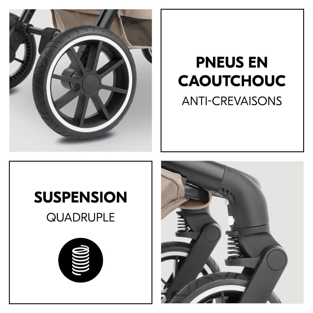 hauck Poussette 3 en 1 Move N Care avec Siege Auto Bebe et Nacelle – Mocha | Trio complet dès la naissance jusqu’à 22 kg I Inclus cosy hauck Drive N Care, nacelle bébé I Suspensions et siège réversible