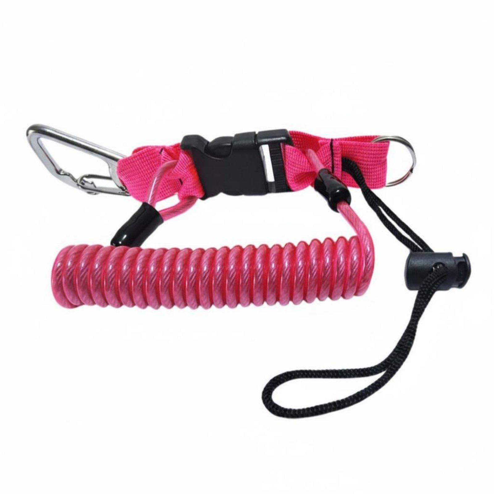 Coiled Camera Lanyard Stainless Steel Core Underwater Camera Leash Elastically Stretchable Spring Coil Lanyard for Snorkelers, Snorkeling, Boating Pink Metal Buckle-image-45