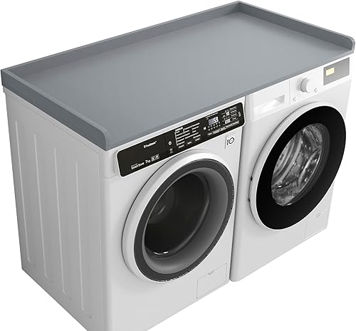 Miniatura 15 de Kaboon Lavadora secadora solo encimera, encimera de melamina con rieles de borde, 27.5 pulgadas de profundidad x 54 pulgadas de ancho, organización