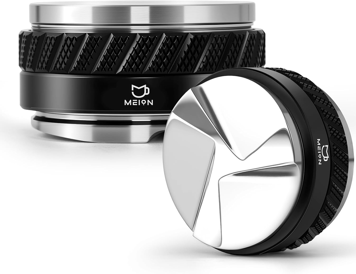 MEION Coffee Distributor & Tamper 53.3mm, Double-Sided Espresso Leveler for Breville 54mm Portafilter, Adjustable Depth Espresso Distributor with Non-Slip Grip & 304 Stainless Steel Base (53.3mm)