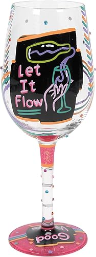 Miniatura 2 de Enesco Designs by Lolita Happy Hour - Copa de vino artesanal pintada a mano, 15 onzas, multicolor