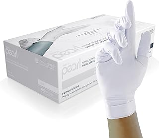 Unigloves White Pearl Nitrile Examination Gloves - Multipurpose, Powder Free and Latex Free Disposable Gloves - Box of 100 Gloves, White, Medium (GP0023)