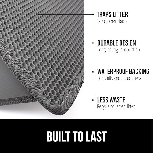 Miniatura 2 de GORILLA GRIP Tapete para caja de arena para gatos con diseño de panal de abeja, tapete de basura de dos capas, suave para las patas, suministros de