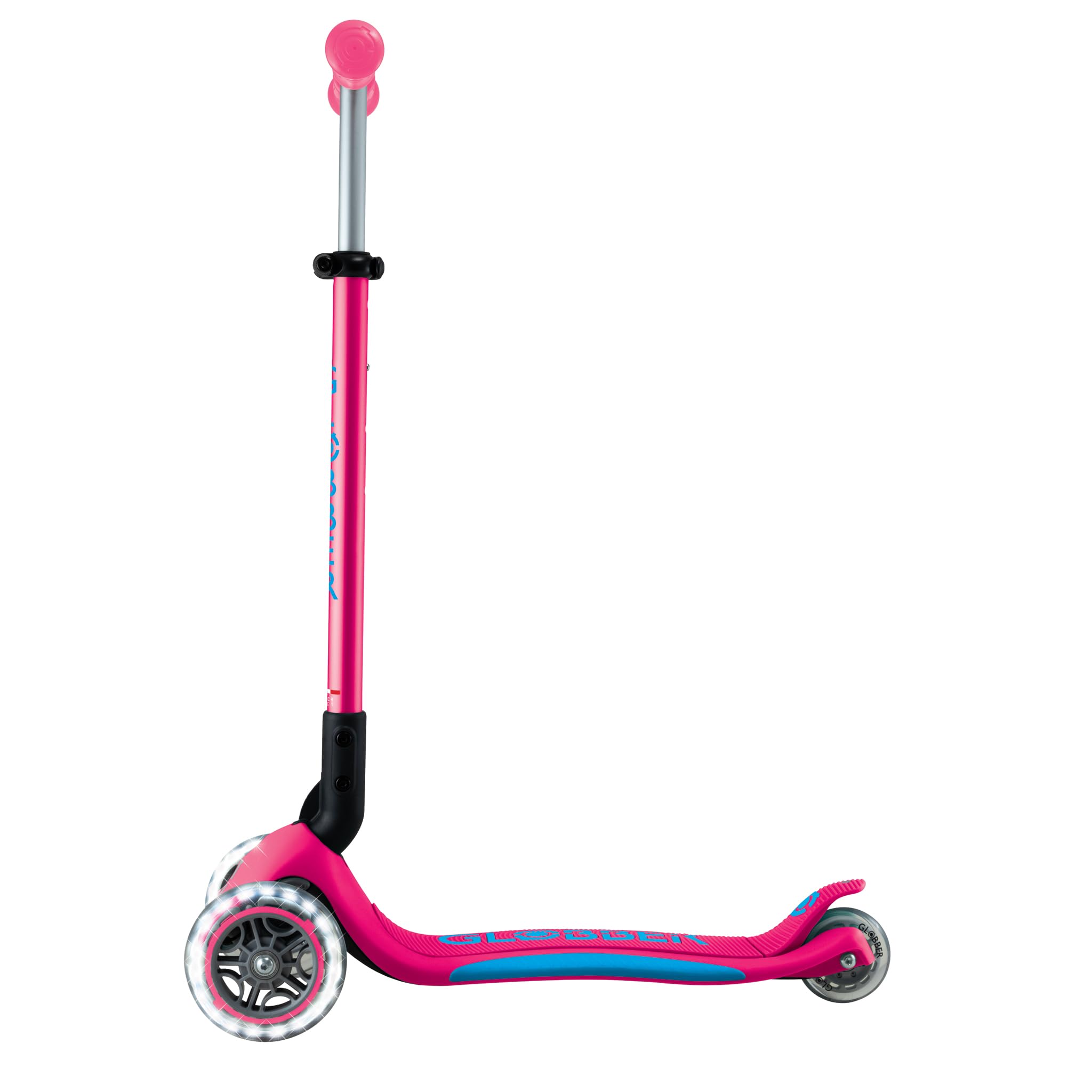 GLOBBER Primo Foldable Plus Lights Roller – Monopattino per bambini dai 3 anni in su, monopattino 120/80 mm, ABEC 5, 3 ruote con ruote LED, regolabile in altezza