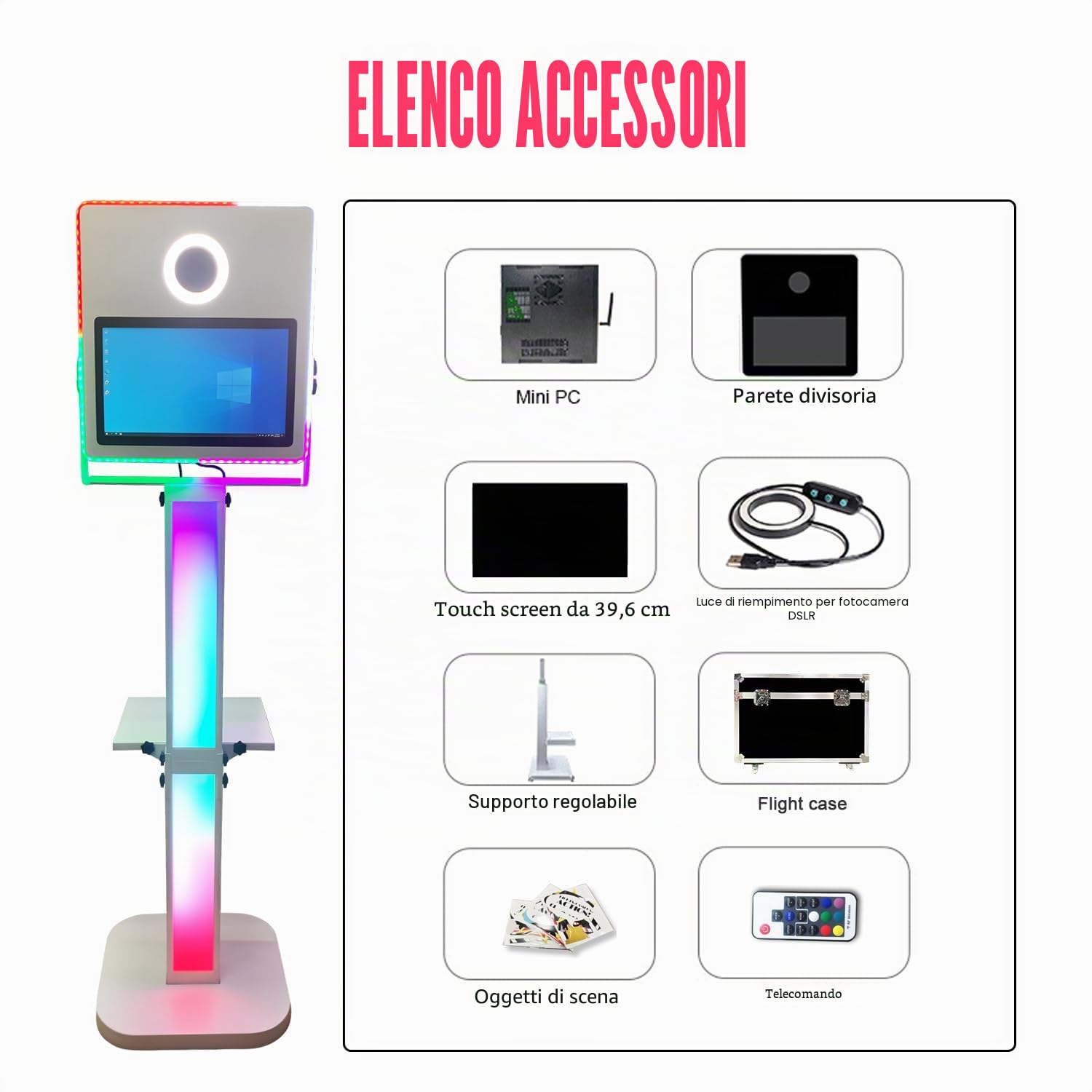 Cabina Fotografica Specchio Magico WideMeet 40 – Con Cornice LED RGB, Touch Screen 21,5, Per Matrimoni E Feste Cabina Fotografica Specchio Magico WideMeet 40 – Con Cornice LED RGB, Touch Screen 21,5, Per Matrimoni E Feste