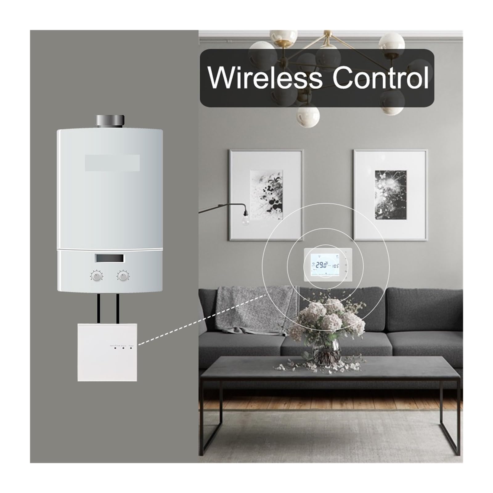 Termostato Intelligente, Regolatore di Temperatura programmabile Touch Screen termostato Wireless for Riscaldamento Ambiente con Caldaia a Gas e attuatore