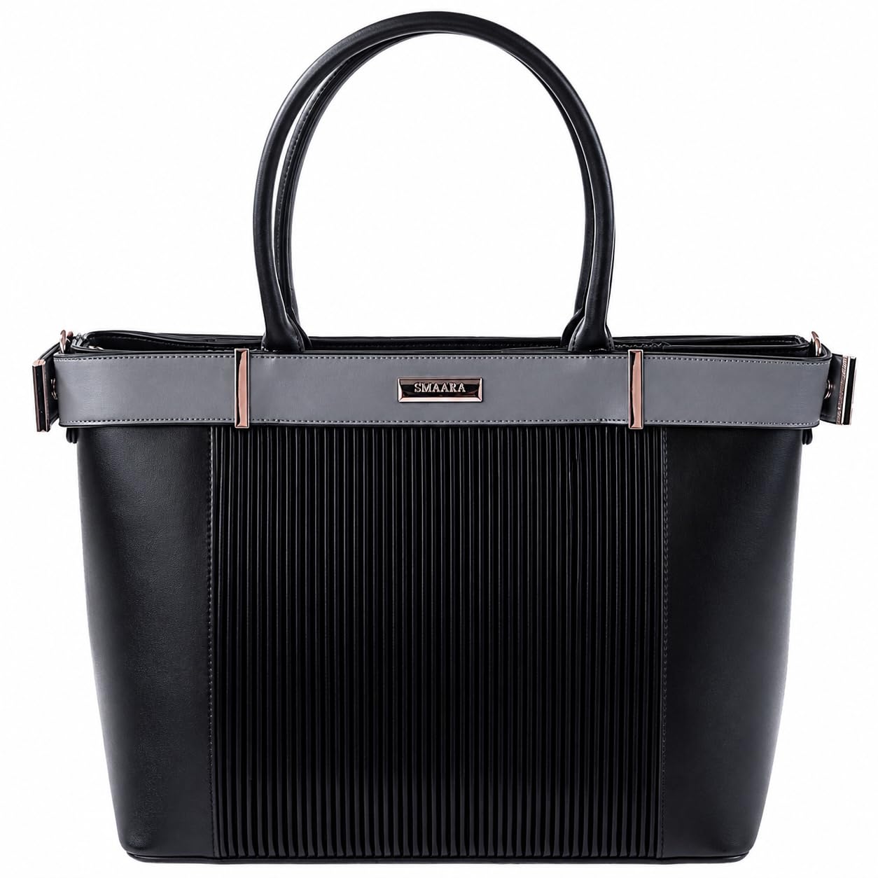smaara Tote Bag for Women | Office Laptop Bag Fits 16 Inch Laptop | Large Handbag for Work & Daily Use | Faux Leather Shoulder Bag – Onyx Aura Collection-picture-33