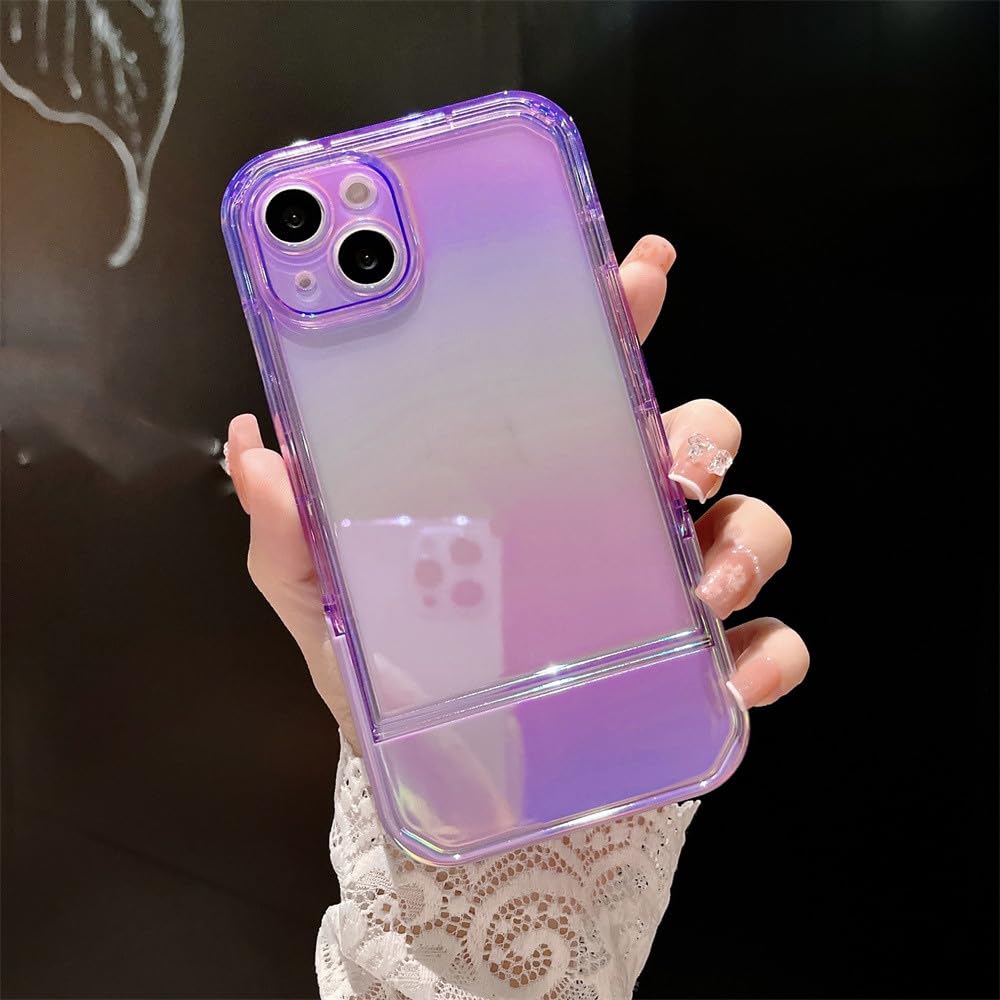 Coque iPhone X laser de luxe violette avec support pour regarder vos séries - 7