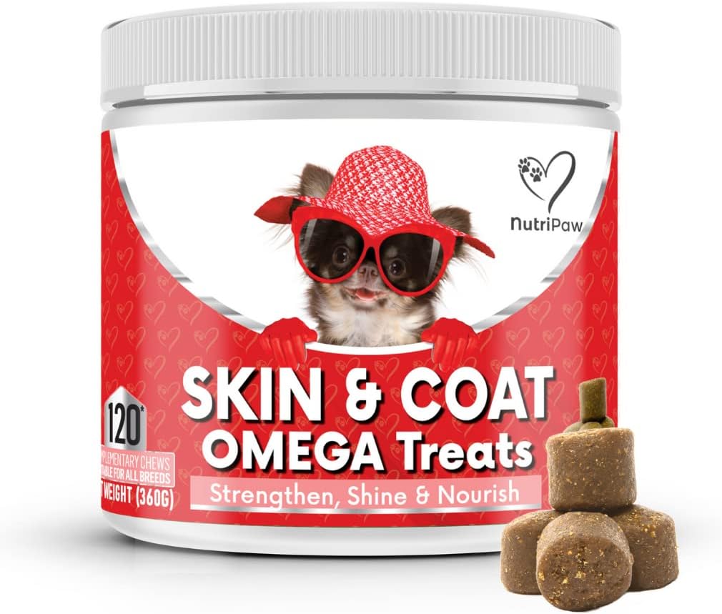 Skin & Coat Omega Treats - Nourish, Strengthen, Protect Skin & Coat, Reduce Excessive Shedding - Rich in EPA & DHA - Perfect for Small, Medium and Large Dogs