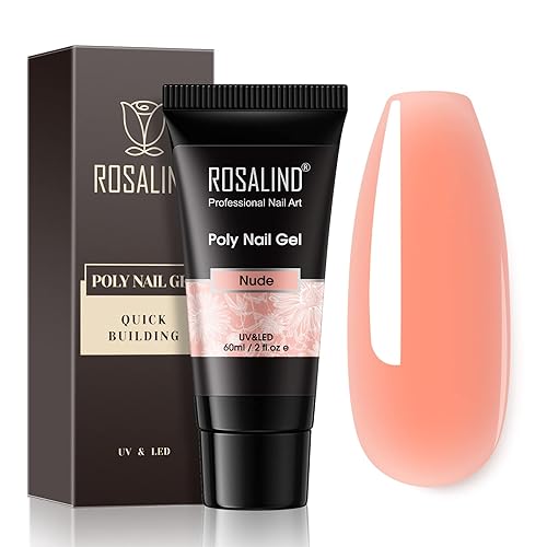 ROSALIND Gel de uñas de polietileno nude, 2.0 fl oz de gel de extensión de poli para decoración de uñas, extensión profesional de engrosamiento de