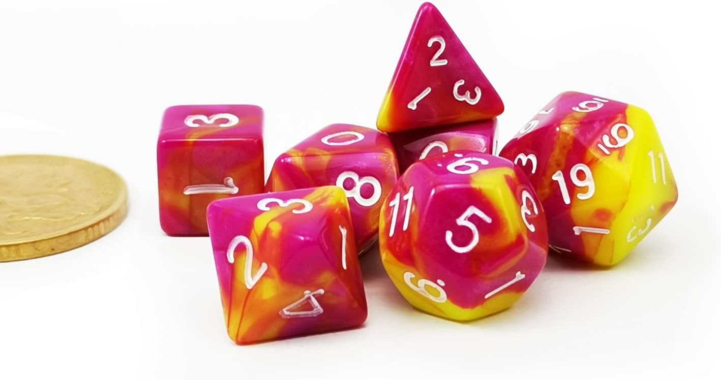 Bescon Mini Translucent Polyhedral RPG Dice Set 10MM, Small RPG Dice Set D4-D20 in Tube Packaging, Assorted Colored of 42pcs (7X6