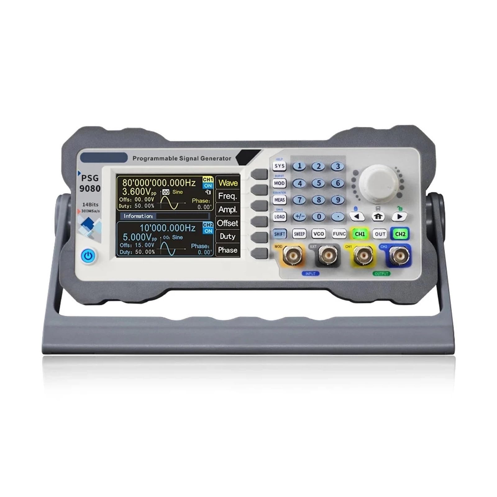 PSG9080 Generador de señal digital programable de 80 MHz con DDS dual/2 canales, medidor de frecuencia y generador de forma de onda arbitraria (AU)