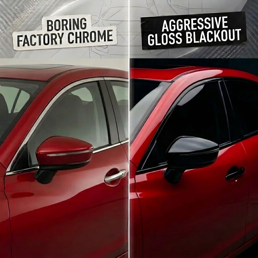 Side Chrome Delete fit for Nissan Murano 2015-2024 Window Trim Window Trim Vinyl Wrap Kit with Gloss Black Blackout Film Accessories