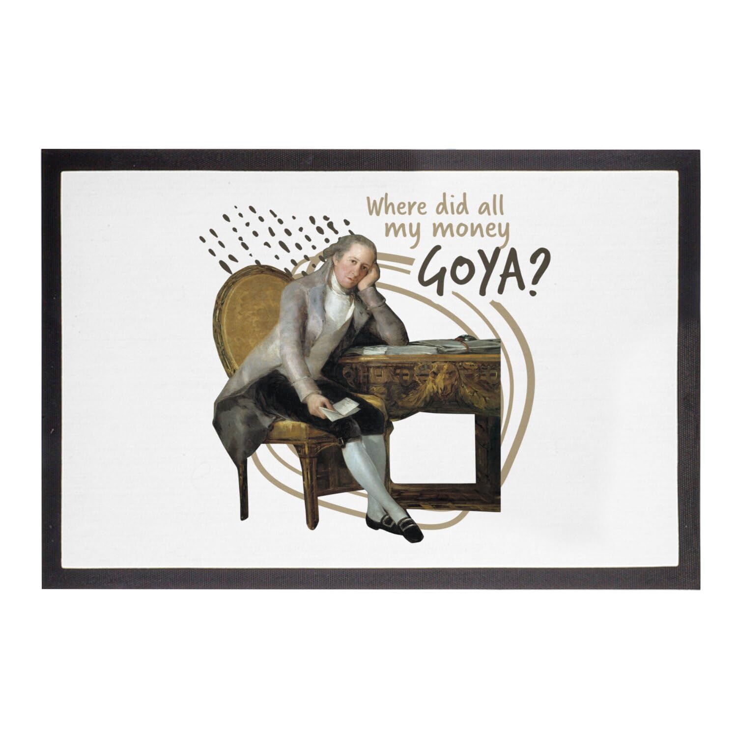 Paillasson Blanc Goya Humour Art pour Décoration Entrée Appartement