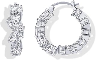 14K Gold Plated Cubic Zirconia Hoop Earrings for Women - Bridal CZ Hoop Earrings with Simulated Diamonds - Inside Out Cubic Zirconia Wedding Jewelry for Brides & Bridesmaids