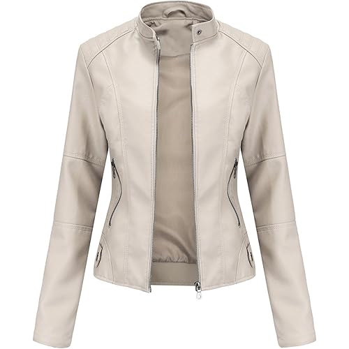 DEAR MODEL Faux Leather Jacket Women Bomber Jacket Women's Belted Motorcycle Jacket