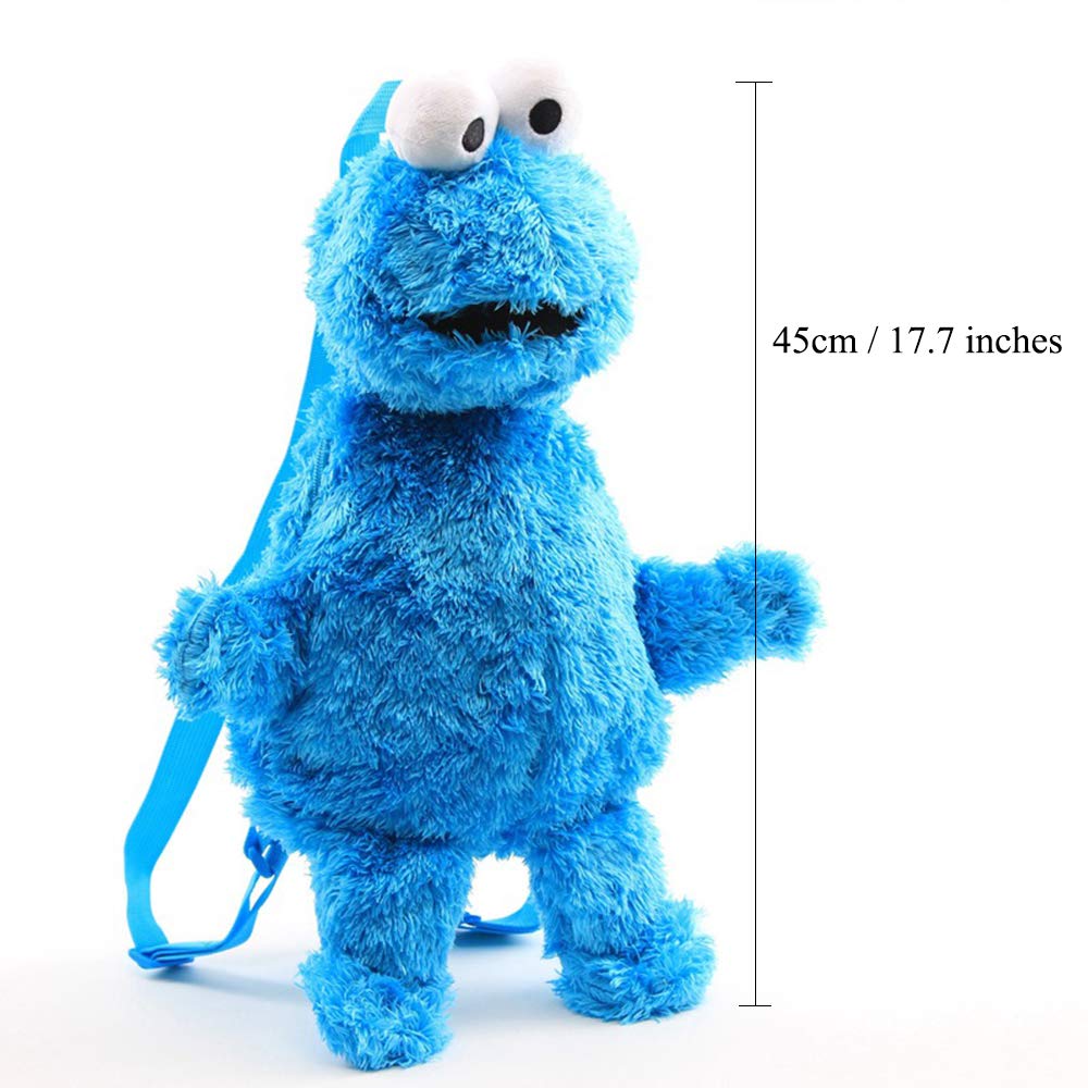 Mochila infantil de peluche de anime Plaza Sésamo, diseño de Elmo, galleta, monstruo, pájaro grande, mochila escolar de peluche suave (azul), azul, children