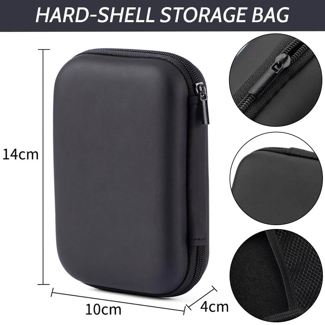 Custodia hard disk esterno, Custodia rigida custodie, Materiale EVA-Protegge il disco rigido, Memoria Esterna Portatile Disco Esterno Protettiva Borsa Antiurto Rigida Cover Case, Nero
