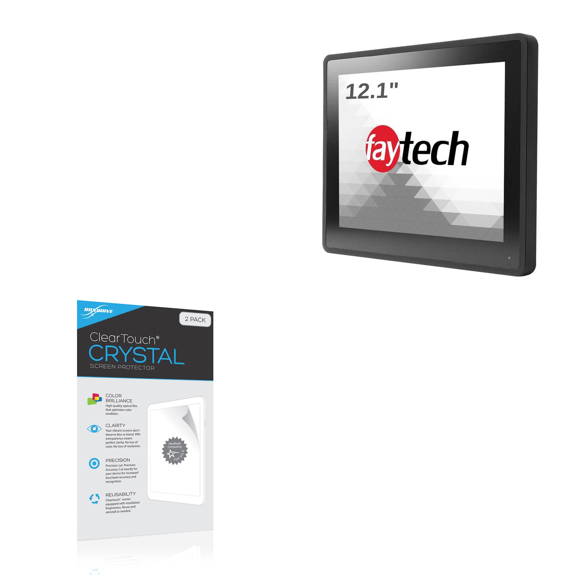 BoxWaveScreen Protector Compatible With FayTech FT121TMCAPOB (12.1 in) - ClearTouch Crystal (2-Pack), HD Film Skin - Shields From Scratches