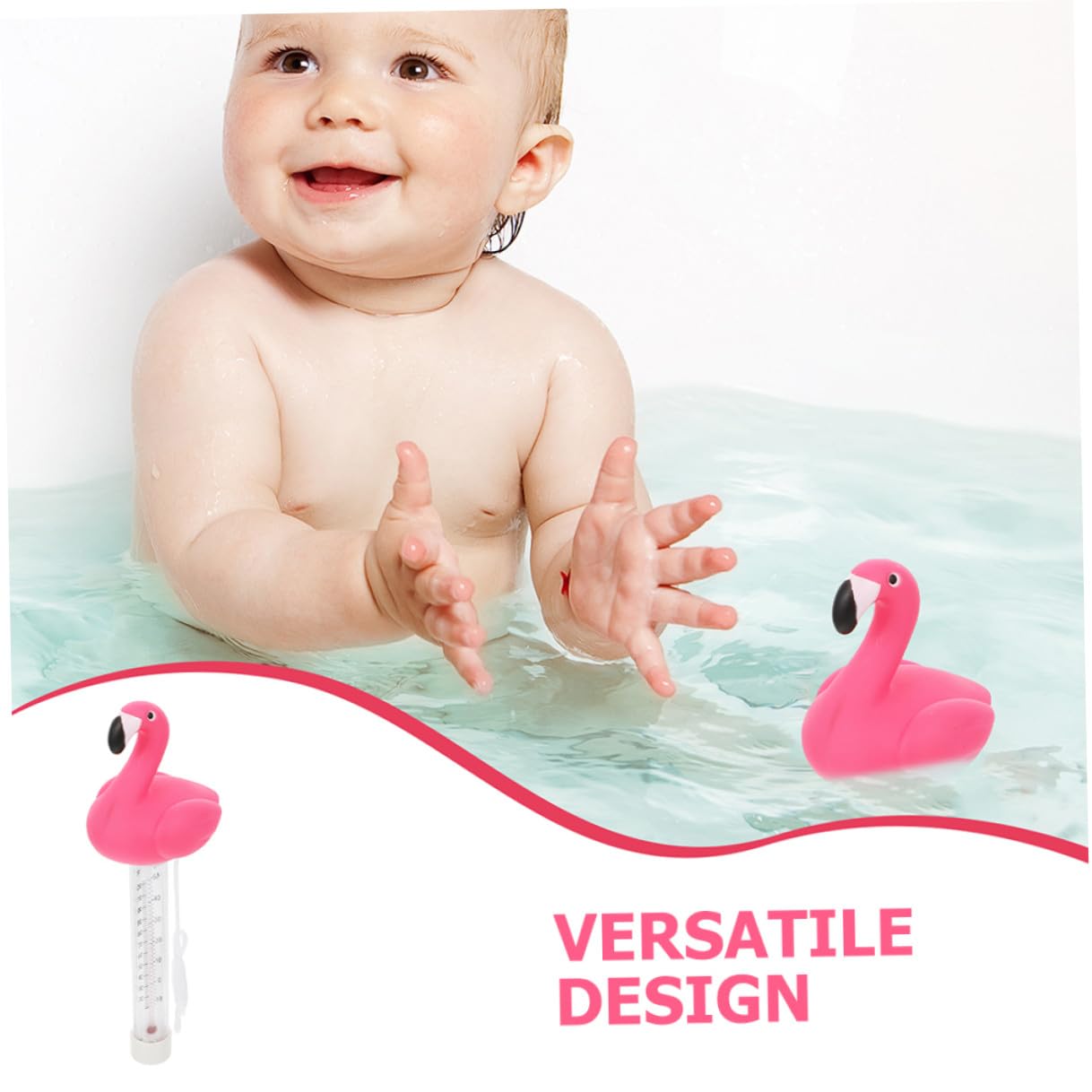 Operitacx Floating Pool Thermometer 2pcs, Cartoon Flamingo Water Temperature Measuring Tool for Swimming Pools and Spas, Large Easy-Read Display, Outdoor Floating Thermometer for Pond