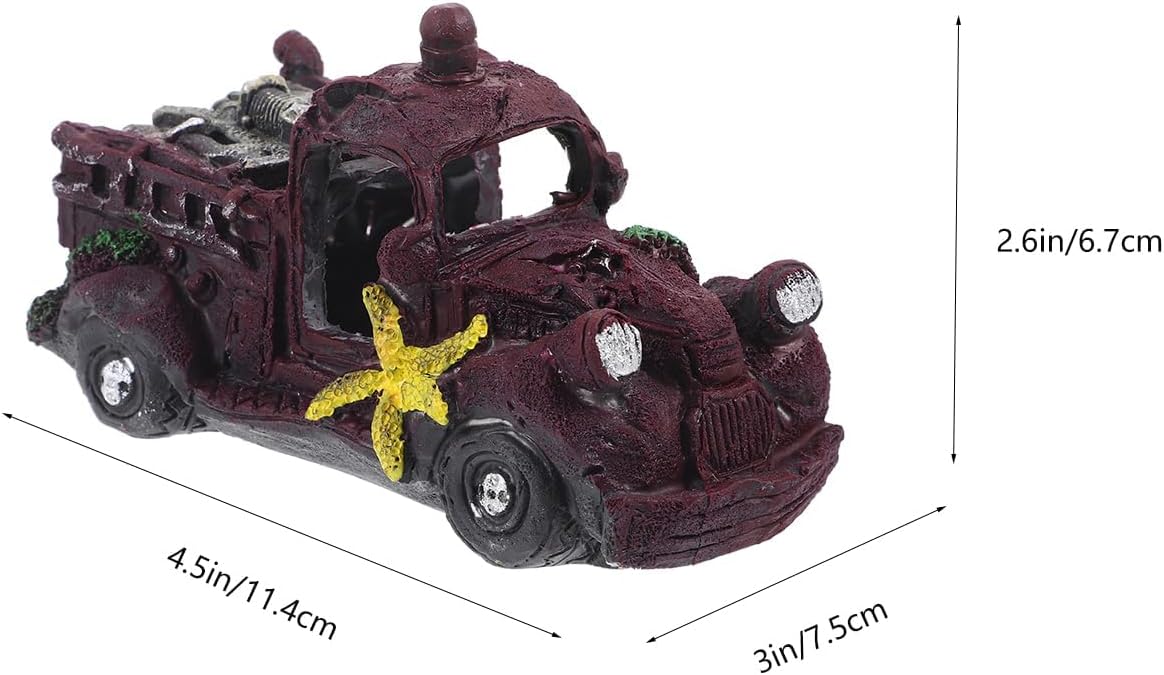 LOGOFUN Aquarium Wreck Car Decoration Simulation Wreck Car Model Resin Wrecks Cars for Fish Tank Aquarium Micro Landscape Decoration