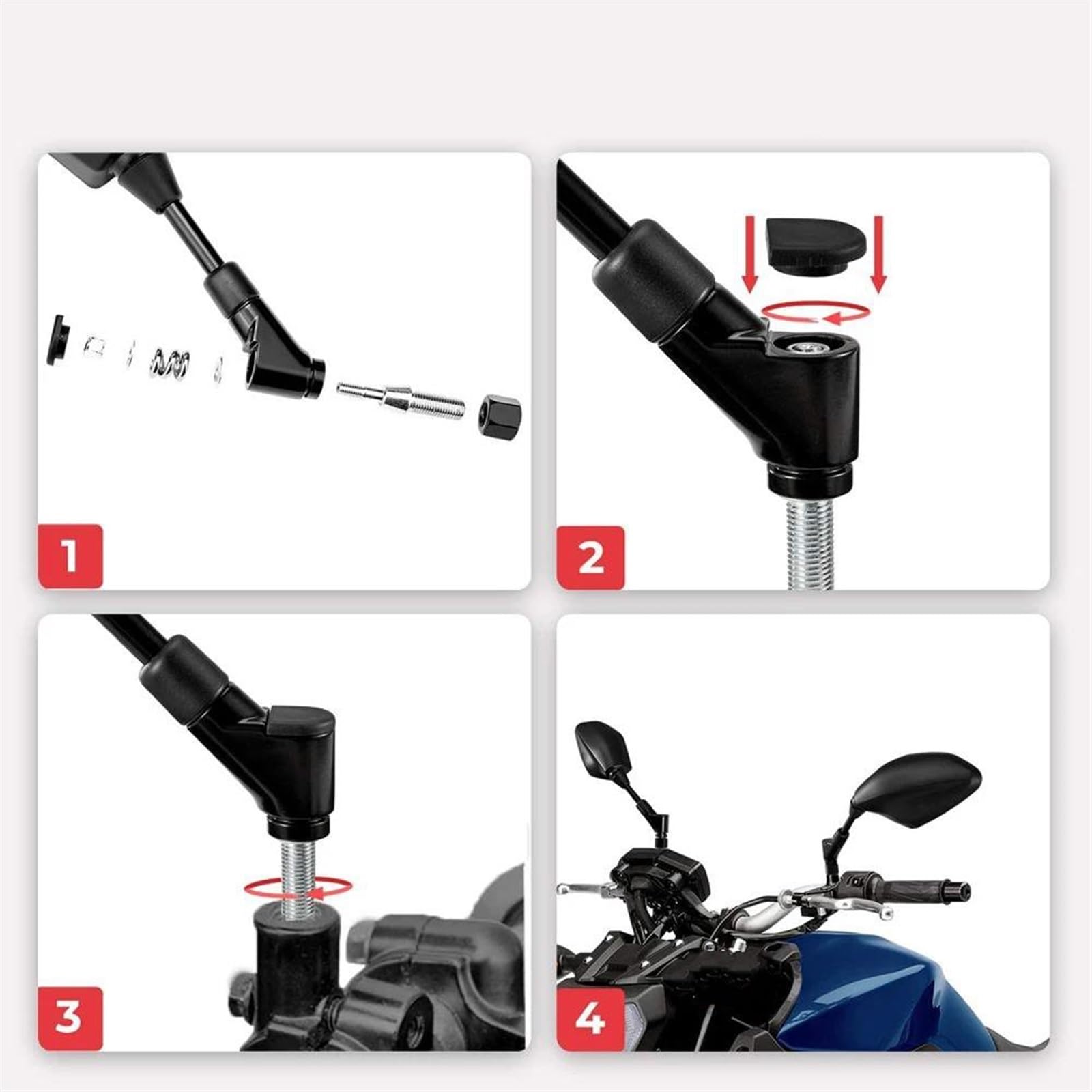 Espejos retrovisores Espejo Retrovisor De Motocicleta Piezas De Repuesto Giratorias Ajustables Izquierda Y Derecha para Y&amaha MT-01 MT-03 MT-07 MT-09 MT-10 1 par