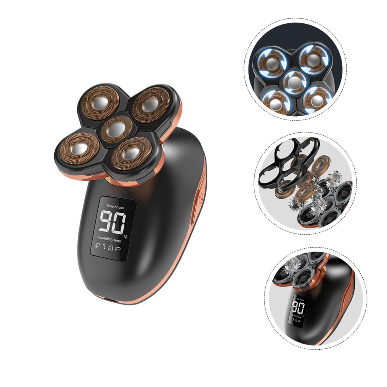 Healeved Afeitadora Eléctrica de 5 Cabezales para Hombre Pantalla Lcd, Carga Usb, Mango Cómodo de Abs y Diseño Seguro que No Irrita la Epidermis, Adecuado para Uso Diario