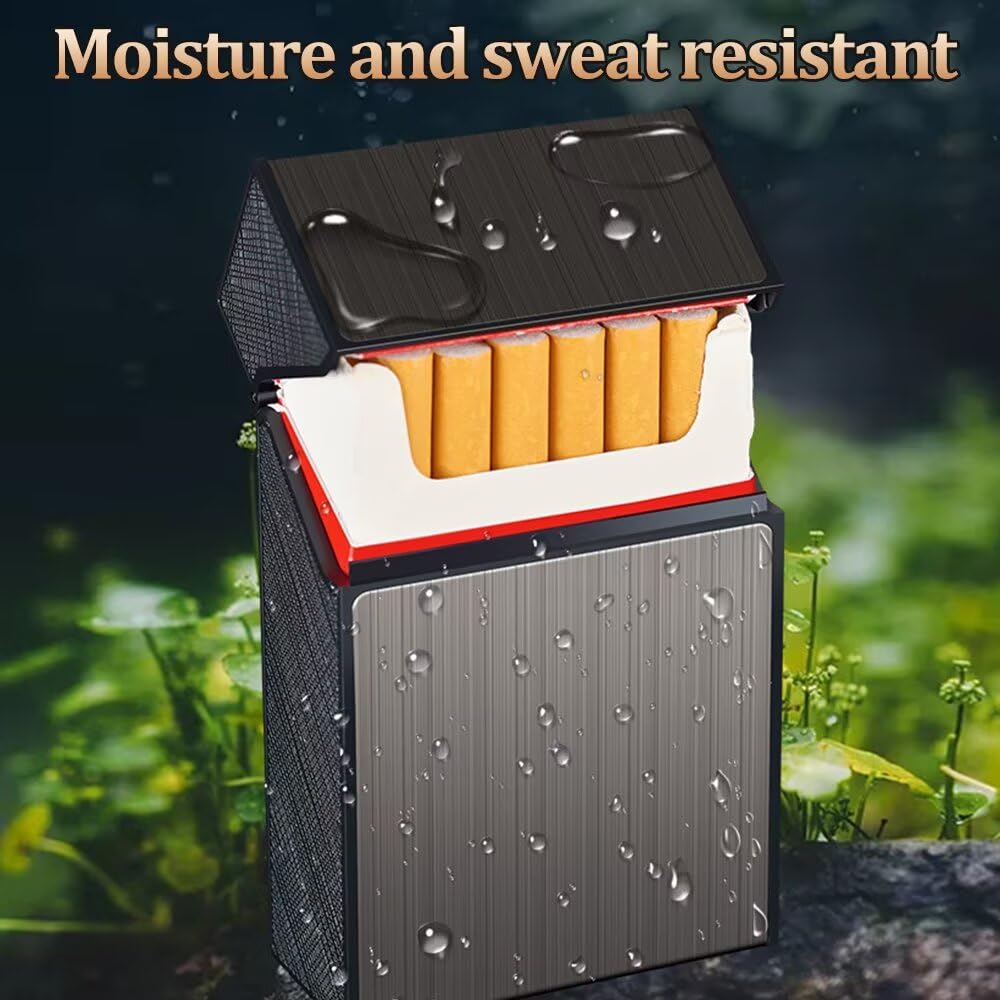 Caja de Cigarrillos de Aluminio 2 en 1 con Encendedor Electrónico Recargable a Prueba de Viento para 20 Cigarrillos