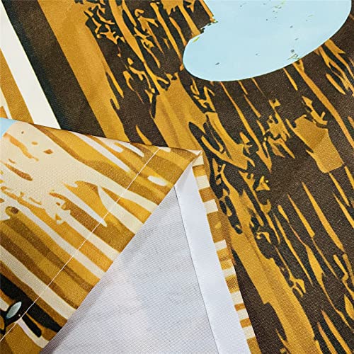 Anhope Anchor Curtains - Retro Teal Blue Brown Wooden Plank Beach Nautical Theme Print Pattern Waterproof Grommet Window Drapes For Bedroom Kitchen Bathroom Window Small Closet 2 Panels W27.5 X L39 #TOP4