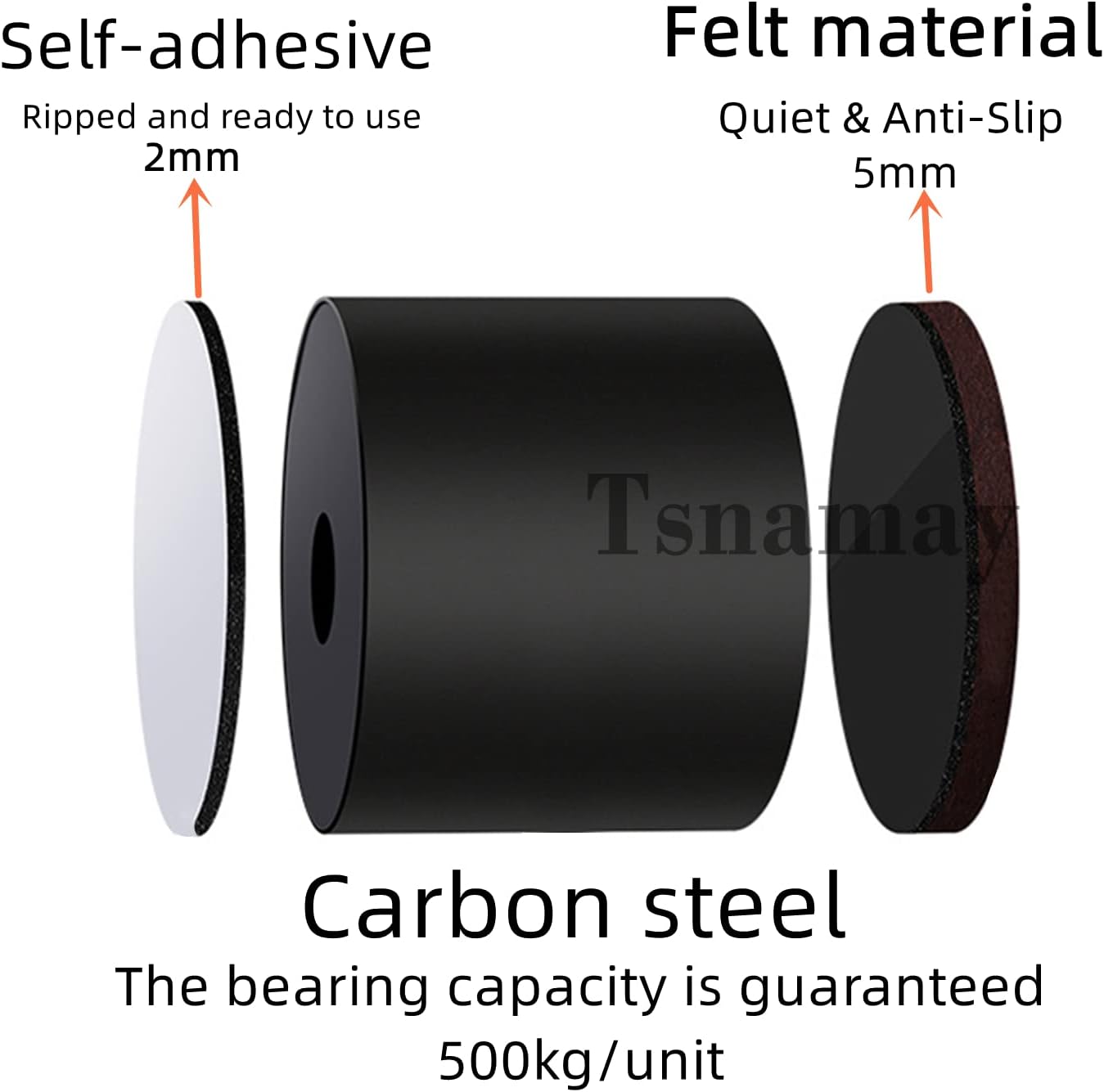 4" Self Adhesive Bed and Furniture Risers,Steel Bed Riser to Heavy Furniture or Beds Self-Adhesive Chair Table Risers,Square White