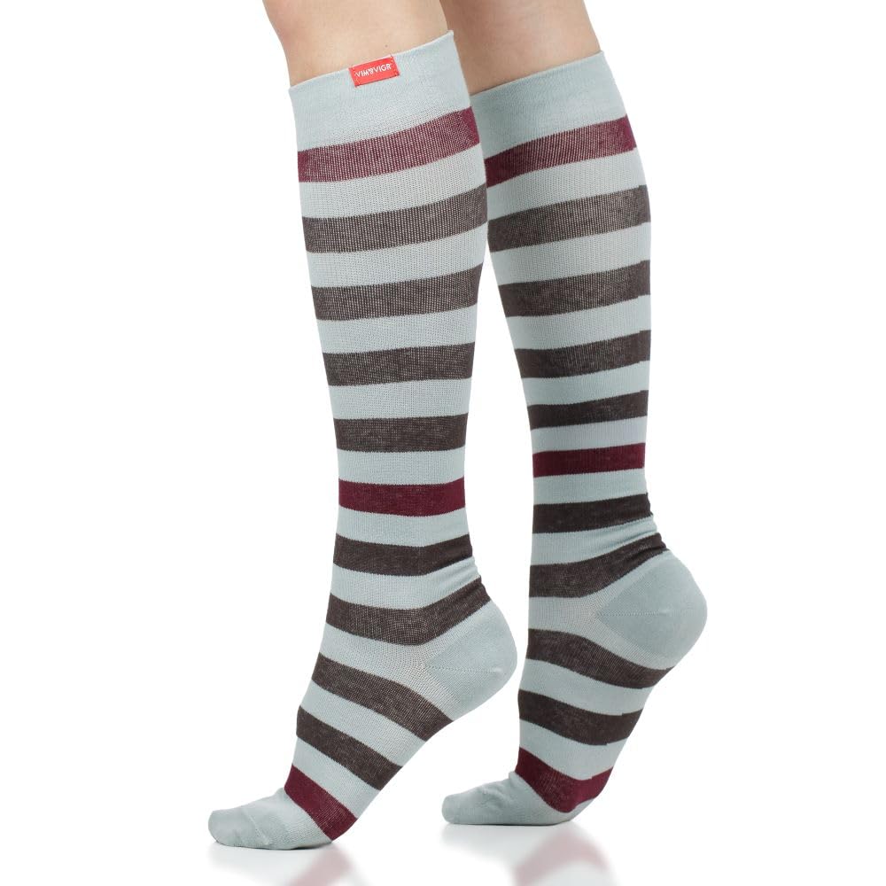 VIM &amp; VIGR 15-20 mmHg Merino Wool Compression Socks Ice Blue/Brown S/M