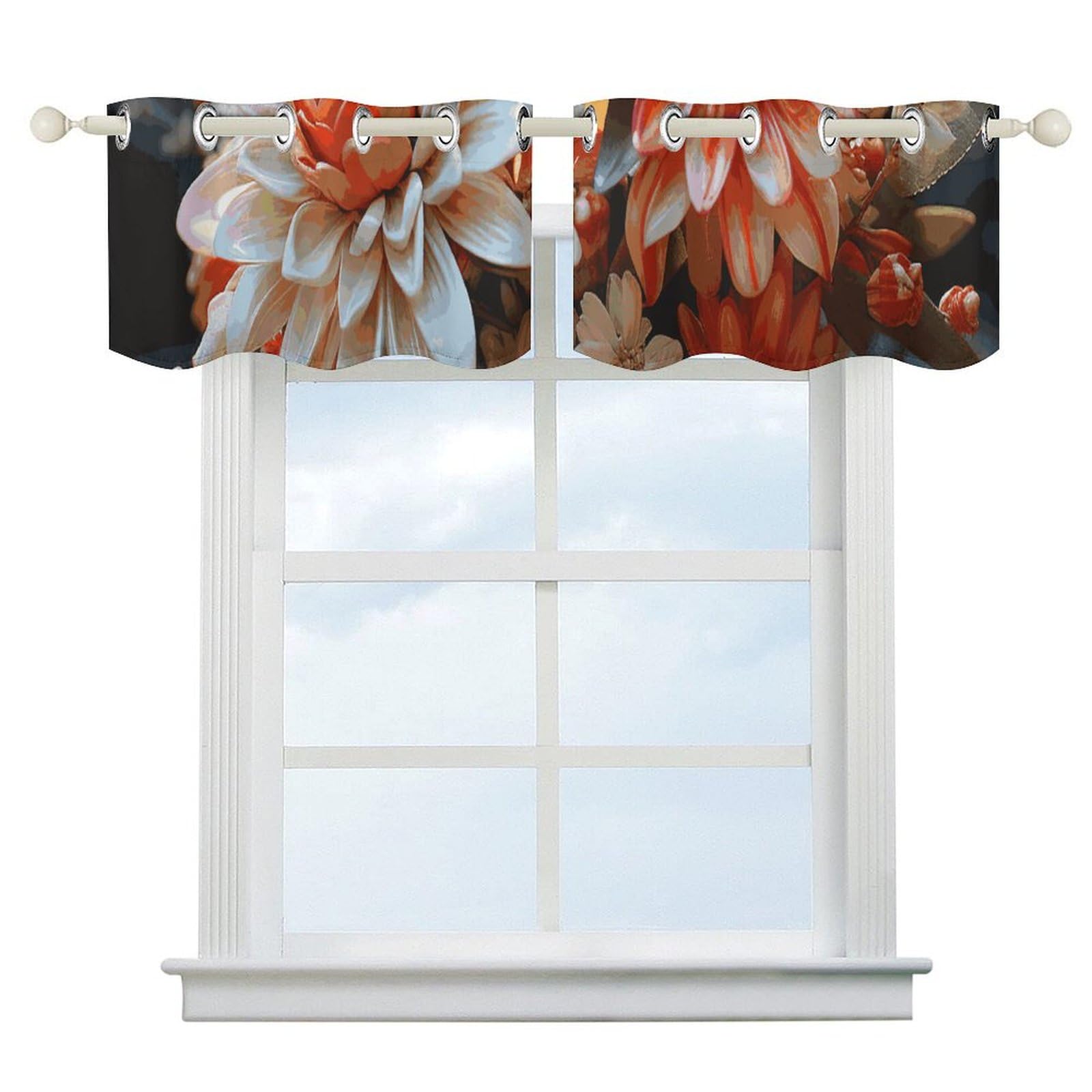 Rideaux occultants pour cuisine et salle de bain orange vif 132x45