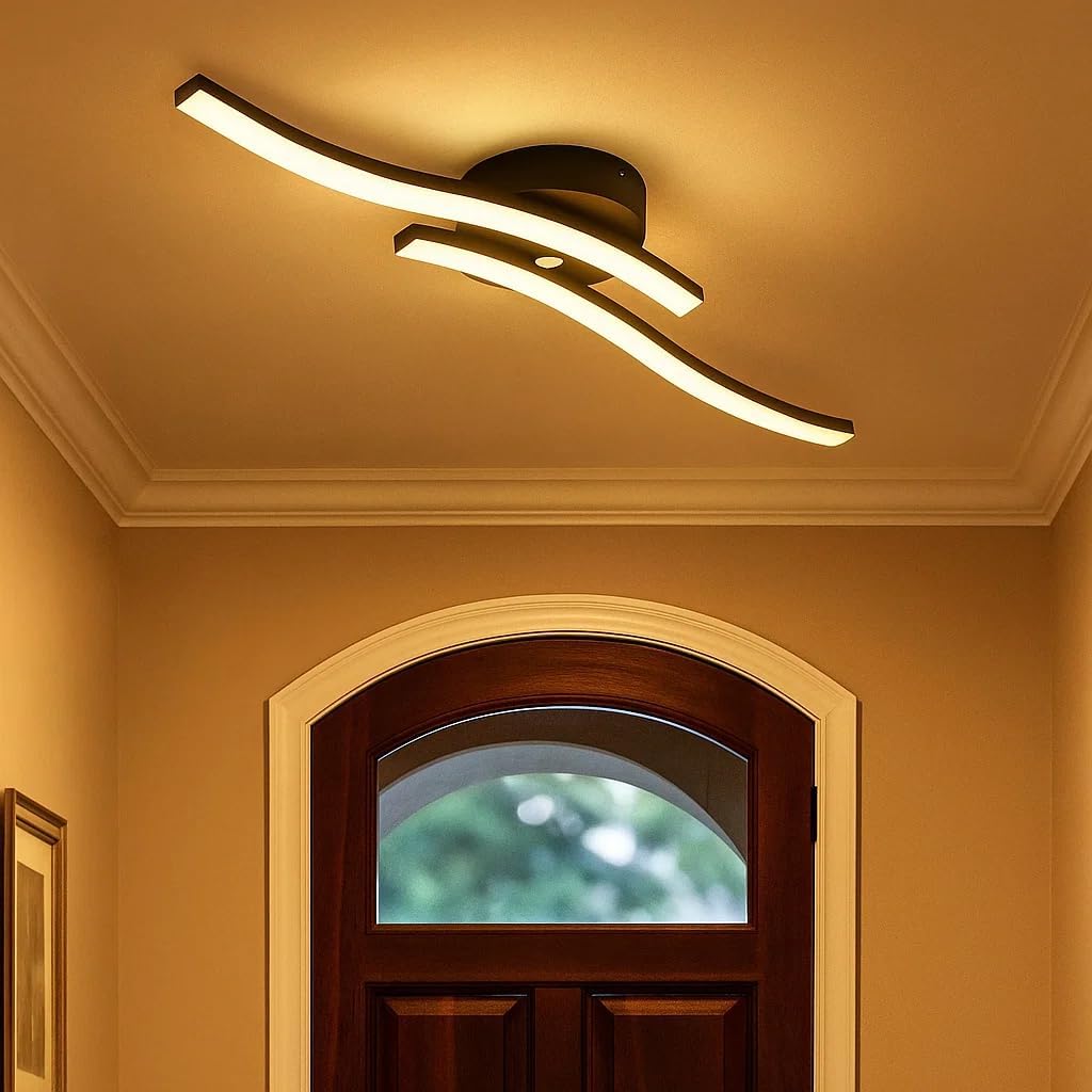 Modern Wave LED Ceiling Light Warm White Living Room Bedroom Hallway