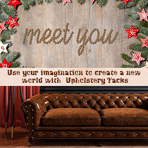 200 Pcs Upholstery Tacks For Decorative Furniture Upholstery Nails 7/16 Inch Vintage Head Diameter Brass Daisy Thumb Tack Push Pin Furniture Diy Decorative (Antique Brass) #TOP5