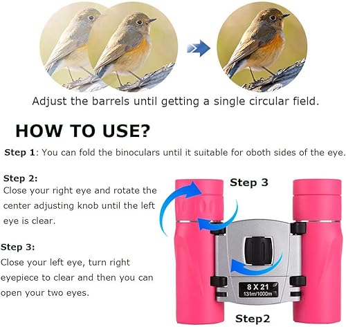 Miniatura 10 de Binoculares compactos de 8 x 21 para adultos y adolescentes, mini prismáticos ópticos completos pequeños para observación de aves, ópera,