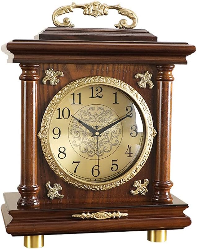 Mantel Clocks with Silent Movement, Battery Operated, Vintage Table Clock for Living Room, Kitchen, Office & Home Décor, Brown,