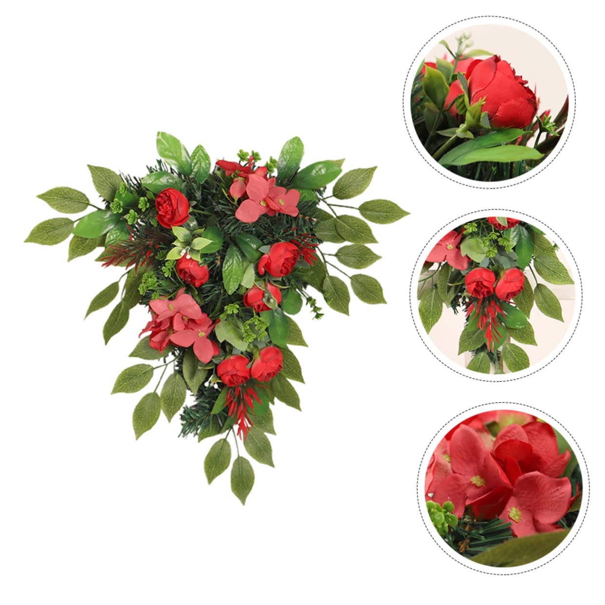 Alipis Guirnalda Floral Simulada Roja de Hortensia para Pared y Puerta