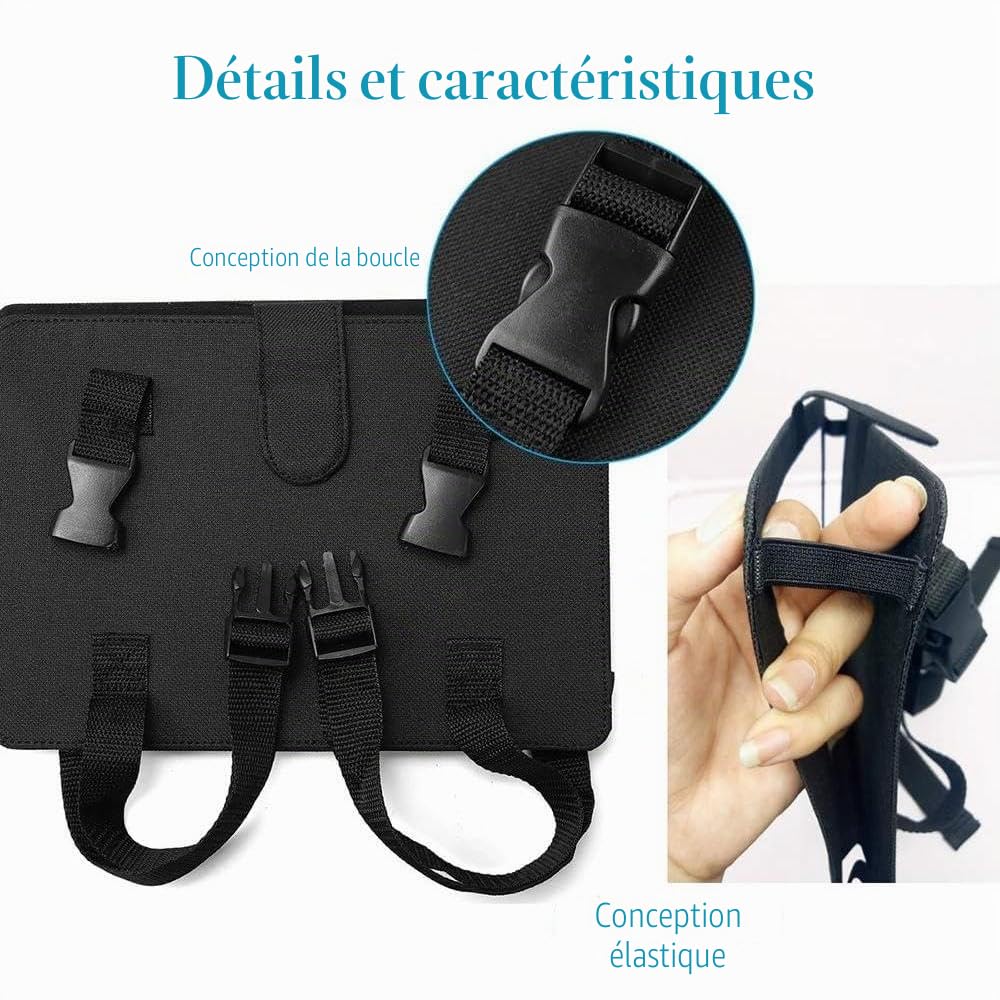 Riloer Sunwan Support de fixation pour appuie-tête de voiture, 3 tailles pour tablette, lecteur DVD, lecteur DVD portable pivotant et rabattable (25,4 cm, noir)