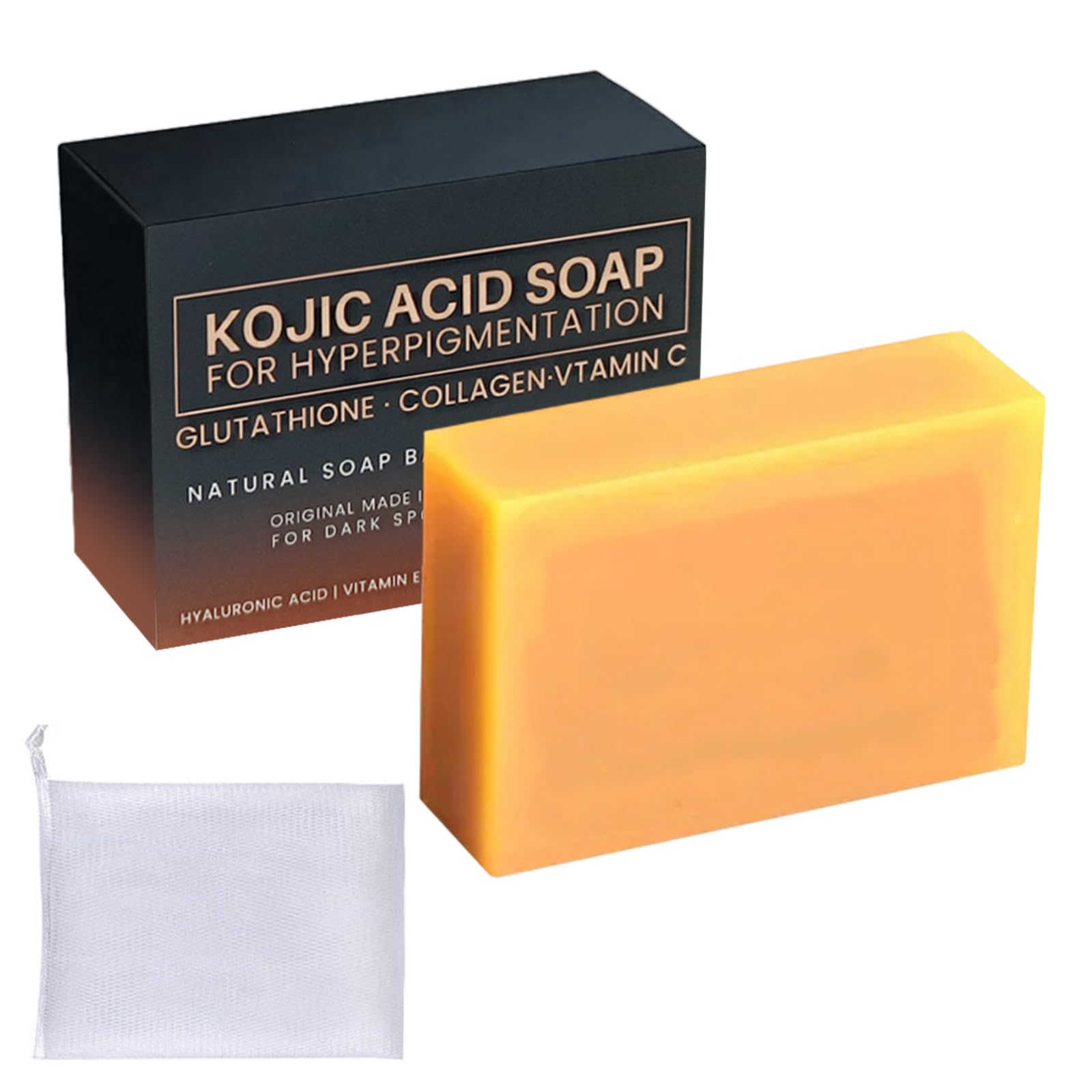 Bisienya Kojic Acid Soap Original，Turmeric Soap Bar for Face And Body，Bath Bath Face Essential Oil Handmade Soap，Improve Wrinkles, Pimples, Dark Spots, Blackheads and Dullness（100g）