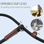 MayPaw Slip Lead Control Leash for Dogs No Pull, 13+ Colors Classic Dog Leash 7 FT Pet Slip Lead, 1/4” Rope Leashes for Small Medium Animals (7ft*1/4", Black)