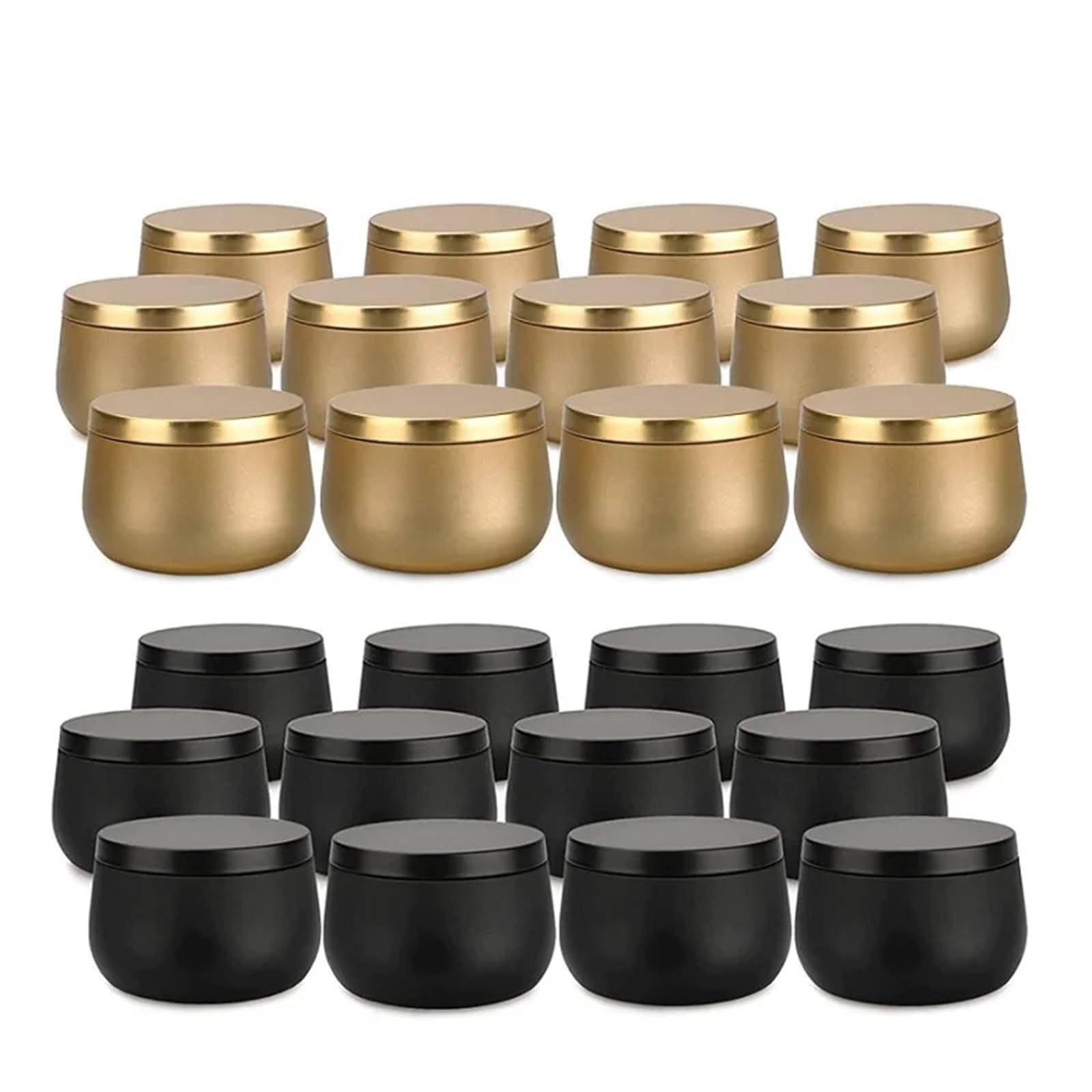 EWUHYFP Barattoli Candele Contenitori For Candele, Latta Vuota, 20 Pezzi, Scatola Di Metallo, Barattoli For Tè Con Fiori Dorati(Black,8OZ)