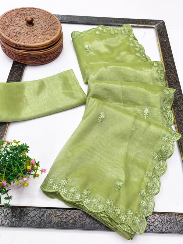 Sari de mujer bordado con blusa sin coser para celebraciones y festivales 5
