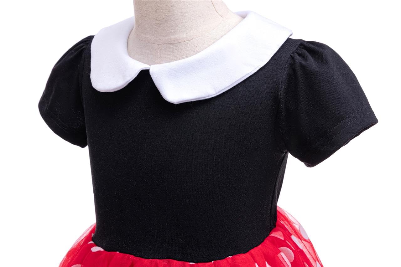 Lito Angels Deguisement Robe Princesse Mouse avec Oreilles de Souris Serre-tete pour Bebe Filles Taille 18-24 mois, Pois Rouges (étiquette en tissu 90)
