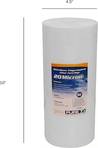 Miniatura 2 de PureT BVB0987020 - Filtro de sedimentos de agua de 10 x 4.5 pulgadas, certificado NSF, filtro de polietileno hilado que elimina sedimentos y otros