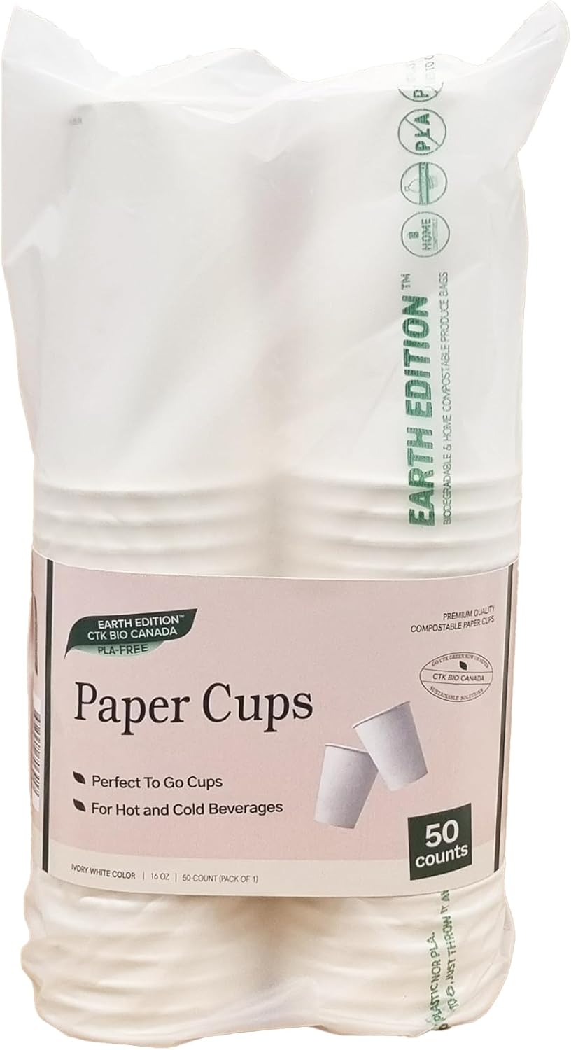 Amazon.com: Earth Edition Eco-Friendly Compostable Paper Cups - 50-Pack ...